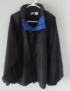 Athletic Works Jacket Men Black XL 46-48 Long Sleeve Hooded Windbreaker Raincoat - Picture 1 of 5
