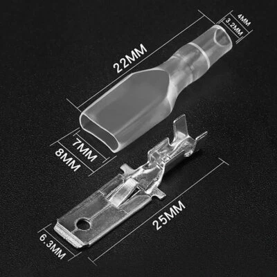 100pc 6.3 Insert + Sheath Male Butt Wire Connector Cold Press Terminal - Image 1 of 3