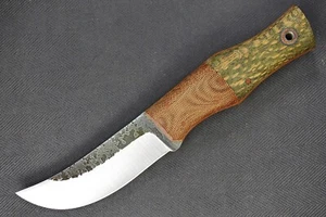 Fiddleback Forge Maverick by Andy Roy .135" A2, Tan Canvas Bolstered Lacewood - Picture 1 of 13