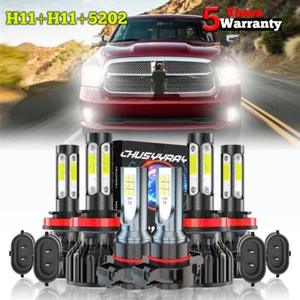 For Dodge Grand Caravan 3.6L 2011-2020 6x LED Headlight Hi/Lo+Fog Light Bulb Kit - Picture 1 of 24
