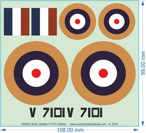 Spitfire V-7101 (Malta) - 1/24 - Water Decal - Bild 1 von 2