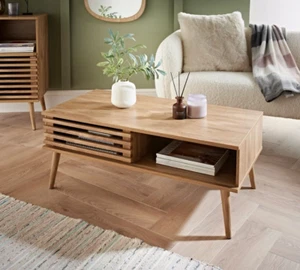 Modern Axel Coffee Table Urban Natural Looking Functional Sliding Door Storage - Picture 1 of 5