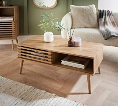 Modern Axel Coffee Table Urban Natural Looking Functional Sliding Door Storage - Image 1 of 4