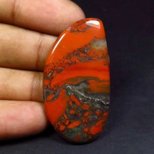 Red Brecciated Gemstone 41x22 mm Natural Jasper Cabochon Smooth Fancy Cabs JR-91 - Picture 1 of 7
