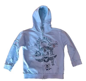 Boys REBEL Blue Rebel Skull Hoodie Sweatshirt Size 7-8 Years - Picture 1 of 6