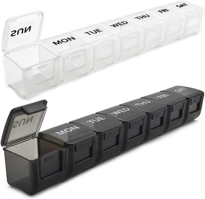 2 Pack Weekly Pill Organizer, Large 7 Day Pill Case, Daily Vitamin Case Medicine - Picture 1 of 7