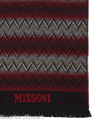 Bufanda MISSONI UNISEX Zig Zag Doble Tono Hecha en Italia 100% Lana Roja/Negro **NUEVA CON ETIQUETAS** Foto 1 de 4