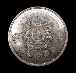 1897 VICTORIAN ERA EXHIBITION EARLS COURT 51mm MEDAL - BY BOWCHER - Picture 1 of 2