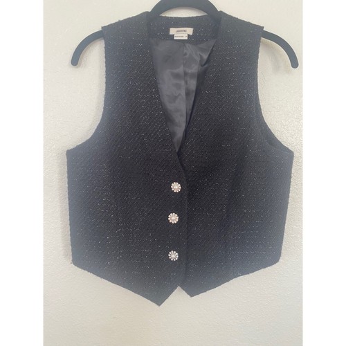 CHANEL Gilet donna Jason Wu nero tweed e metallizzato taglia M