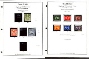 Great Britain Stamp Collection on 6 Steiner Pages, 1929-40, #205..257 (CG)