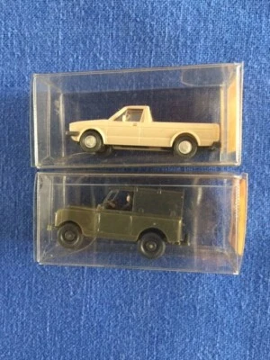 Wiking 1/87 Land Rover # 10100 + VW Caddy # 10047 vintage da collezione - Immagine 1 di 4