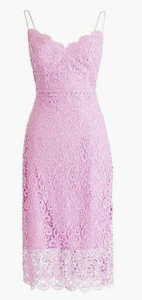 ๐ J. Crew Sz 10 L Spaghetti-strap dress in guipure lace color flamingo ๐ - Picture 1 of 11