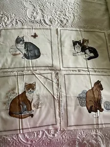V.I.P. 4 pieces Cat Art Pillow Fabric Screen Print Cranston Print Works-Craft - Picture 1 of 5