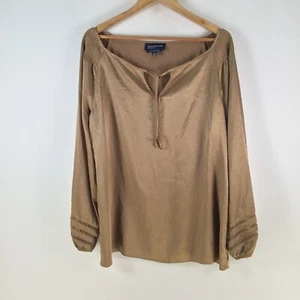 Jones New York womens blouse top size XL brown stretch long sleeve 110800 - Picture 1 of 8