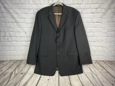 Calvin Klein Mens 42R Charcoal Wool Striped Blazer Suit Jacket Sport Coat EUC - Image 1 of 4
