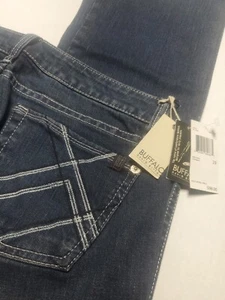 Buffalo David Bitton Damen Jeans Größe 26 Roxie Low Rise Stretch Blau Bootcut - Bild 1 von 7