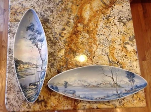 Platos de mayólica de porcelana de pasta suave Nove Italia firmados Art Deco pintados a mano - Imagen 1 de 12