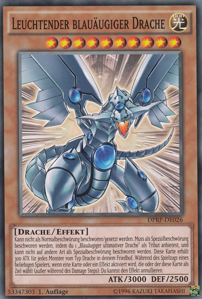 YU-GI-OH, LEUCHTENDER BLAUÄUGIGER DRACHE, C, DPRP-DE026, 1. Auflage, TOP - Bild 1 von 1