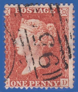 V13 GB QV 1857 1d RED ORANGE TRANSITIONAL PLATE 45 GD SGC9(2) VFU - Picture 1 of 2