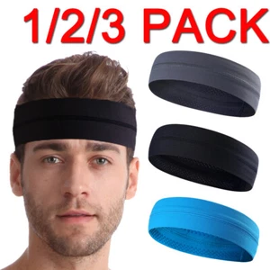 Sweat Sweatband Headband Yoga Gym Running Stretch Sport Head Band for Men Women - Picture 1 of 14