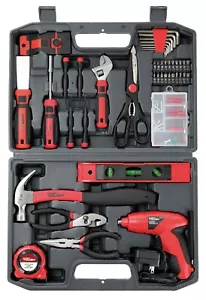 Hausreparaturen handliches Werkzeugset, Akkuschrauber, Zange, Hammer, Kittmesser - Bild 1 von 5