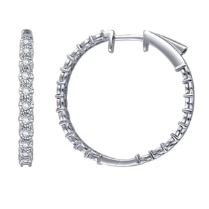 0.25 cttw White Gold Over Sterling Silver Inside Out Diamond Hoop Earrings - Picture 1 of 3