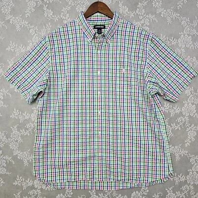 Lands' End Plaid Button Down Shirt Mens XL Multicolor Seersucker Summer Preppy - Image 1 of 4