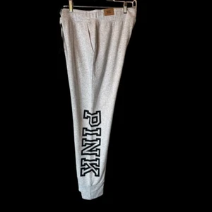 Victoria's Secret PINK Skinny Joggers Size L Lounge Sweatpants Pants Gray Logo - Picture 1 of 8