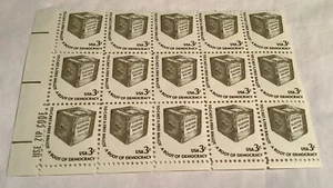 Block of 15 USPS 3-Cent Americana Issue Stamps s1584 MNH Early Ballot Box Zip - Picture 1 of 3