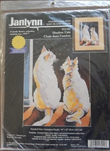 Kit de punto de cruz contado Janlynn 1998 vintage #13-241 White Shadow Cats nuevo de colección difícil de encontrar  - Imagen 1 de 2