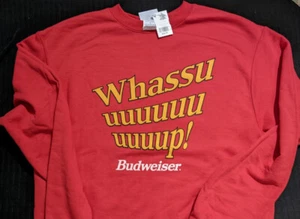 Vintage 1999-2002 Jungs/Herren Vintage Budweiser Wasssup Sweatshirt. Gr. M. Rot. - Bild 1 von 6