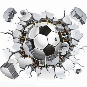 3D Fußball Wandtattoo Wandsticker Ball Aufkleber Kinderzimmer Football Kind - Bild 1 von 6