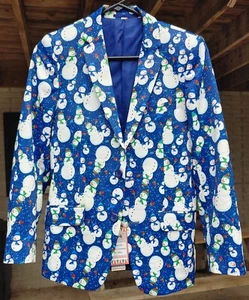 New - SUSLO COUTURE Snowman Holiday Blazer Suit Jacket - BOYS - Size 16 / XXL - Picture 1 of 11