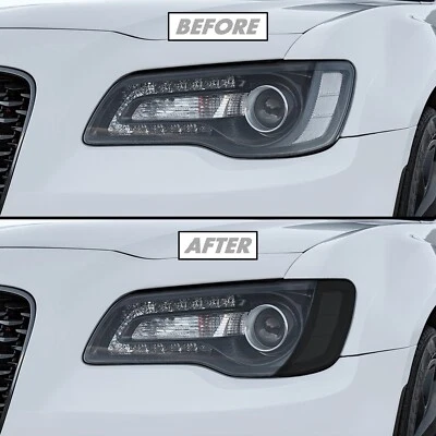 FOR 2015-2023 Chrysler 300 Headlight Side Marker SMOKE Precut Vinyl Tint Overlay - Image 1 of 4