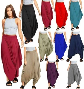 Women Ladies Gathered Draped Baggy Harem Pants Trousers Lagenlook Alibaba 8-26 - Picture 1 of 12