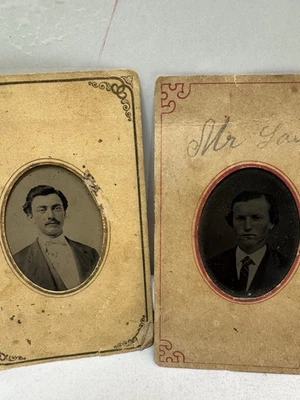 Tintype Photo Group of Two Men 2 1/2" X 4" - Image 1 of 3