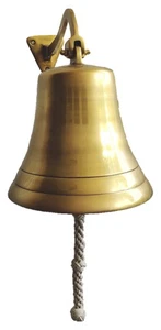 Schiffsglocke Wandglocke aus Aluminium MESSING-LOOK Sea-Club - Bild 1 von 2