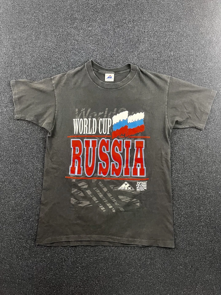 Vintage Russia Shirt Mens Large Black Soccer World Cup USA 94 Double Sided 90s - Image 1 of 4