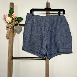 Pantaloncini casual da donna blu navy in lino taglia large - Foto 1 di 6