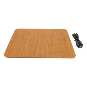Mouse Pad With 15W Wireless Charging Wooden Texture Pu Gaming - Afbeelding 1 van 12