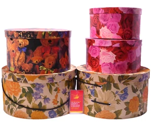 Decorative Floral Nesting Hat Boxes Gift Packaging 31x17cm KM6 - Picture 1 of 11