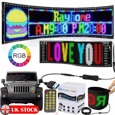Car RGB LED Sign Scrolling Message Display Board Screen Programmable APP Control - Image 1 of 4