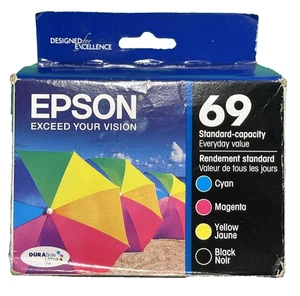 OEM Epson 69 Ink Cartridgesfor Stylus NX 515 WF300 600 Printer 4 Pack FREE SHIP! - Picture 1 of 1