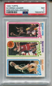 1980 Topps Larry Bird Magic Johnson Rookie Card PSA 7 Nr MINT Graded Dr J - Picture 1 of 2