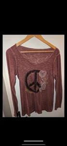 Peace Embellished Long Sleeve Top, Size 10 - Picture 1 of 1