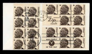 1284c 6c ROOSEVELT ZIP/ M.E. BOOKLET PANE COMBO FDC - UNC-1284b - Picture 1 of 2