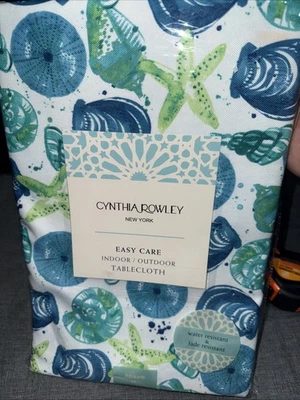 Cynthia Rowley Shells  Table Cloth Round 70” Muliticolor Blue/Green - Image 1 of 3