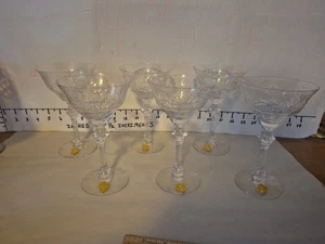 6 Bicchieri Champagne/Sherbet Tiffin Elyse Crystal 6,75” come nuovi con etichetta - Foto 1 di 11