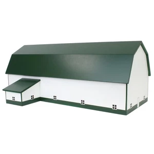 1/64 White & Forest Green 60ft x 120ft Wooden Dairy Barn with Milk House STA-222 - Picture 1 of 4