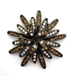 Premier Designs Notting Hill Bronze Aurora Borealis Starburst Flower Brooch - Picture 1 of 4
